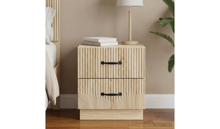 Walplus Engineered Wood Bedside Cabinet - Sonoma Oak - 43 x 34.5 x 44.5 cm
