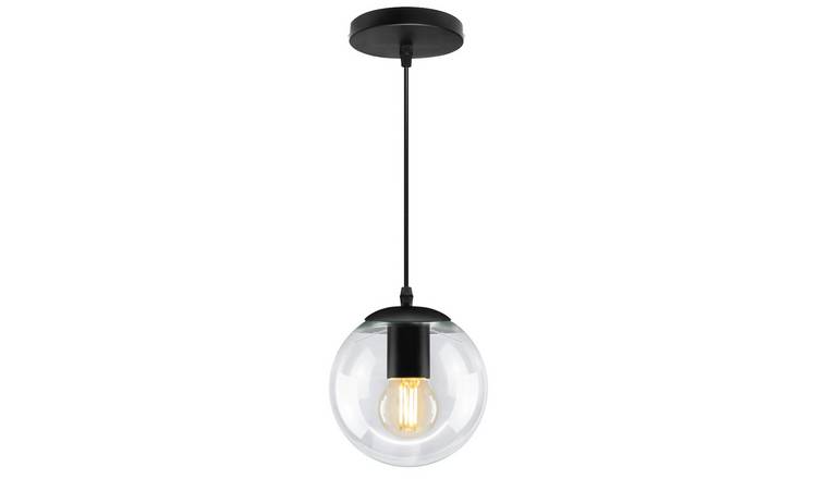 Energy Light Bulbs Clear Glass Mini Globe Ceiling Pendant Light - Black