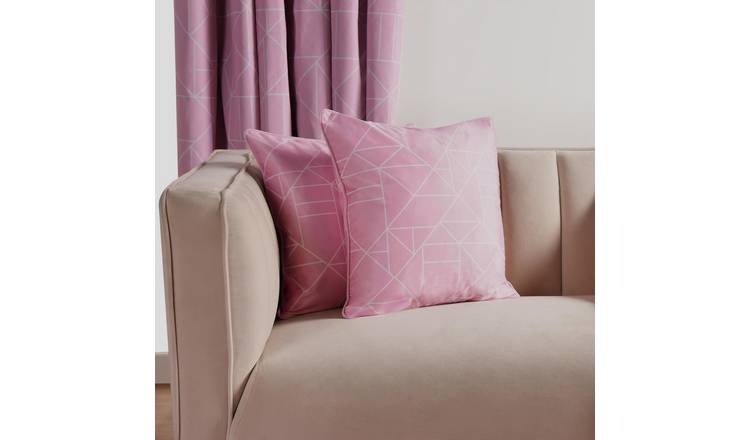OHS 2 Pack Geo Print Cushion Covers 45 x 45cm - Blush