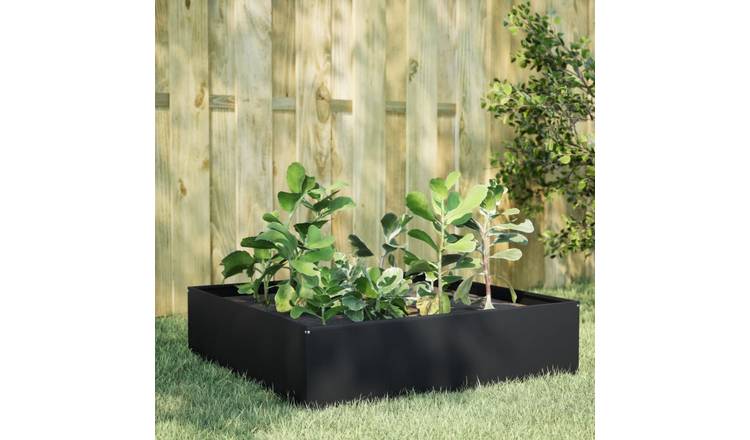 Walplus Steel Raised Garden Bed - Black - 100 x 100 x 41 cm