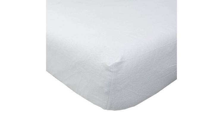 Homescapes 100% Cotton Brushed White Fitted Sheet - Single