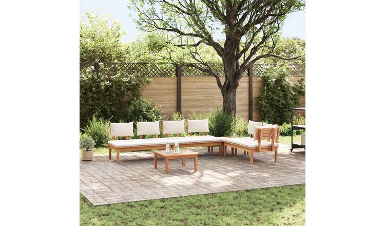 Walplus 5 Piece Garden Sofa Set Tall Unit - Brown and Cream - 60 x 60 x 30 cm