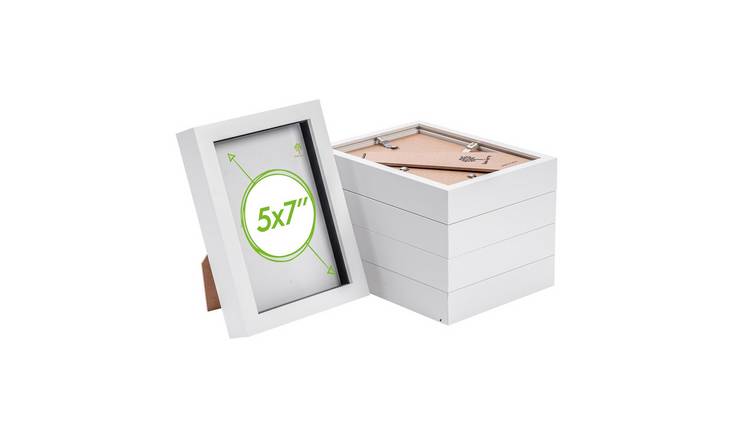Nicola Spring 3D Box Photo Frames - 5 x 7" - Set of 5 - White
