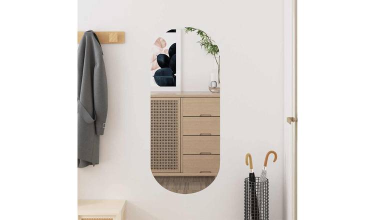 Walplus Oval Glass Wall Mirror - Silver - 30 x 70 cm