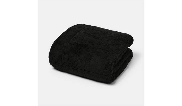 OHS Teddy Fleece 8kg Weighted Blanket - 150x200cm - Black