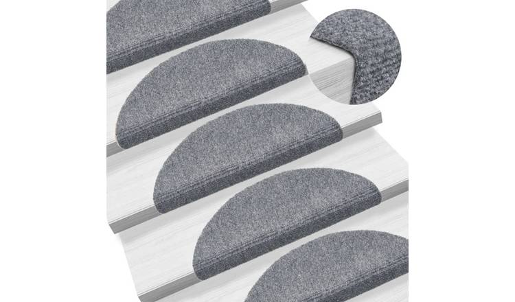 Walplus Pack of 15 Self-Adhesive Half Round Stair Mats - Light Grey - 56 x 17 cm
