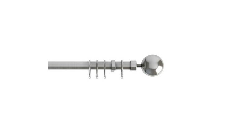 New Edge Blinds 22-25mm Satin Silver Ball Curtain Pole - 170cm - 300cm