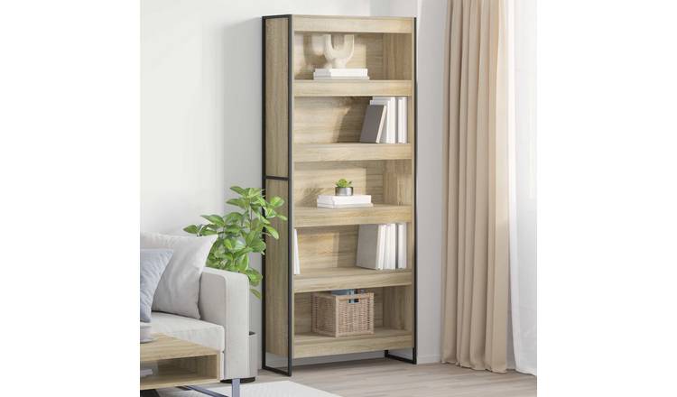 Walplus Engineered Wood Book Cabinet - Light Oak - 80 x 30 x 189.5 cm