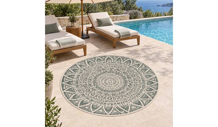 Hanse Home Green Lilja Vintage Indoor Outdoor Reversible Round Rug - 100cm