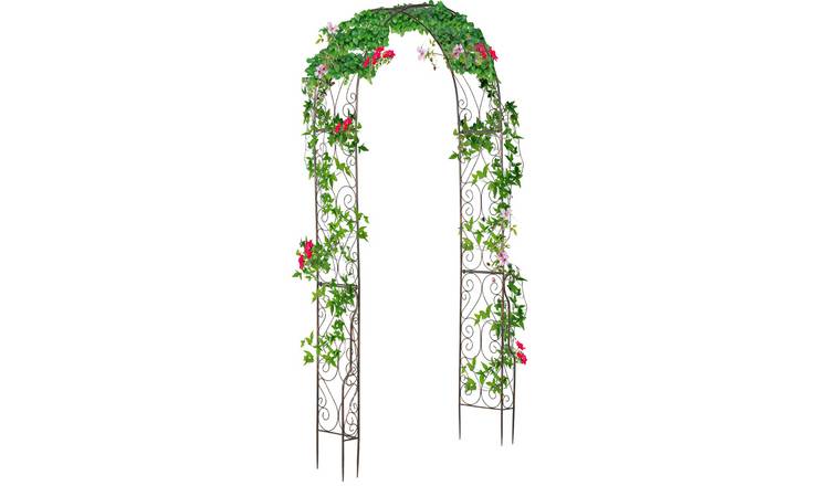 Outsunny Decorative Metal Garden Arch Trellis - Black