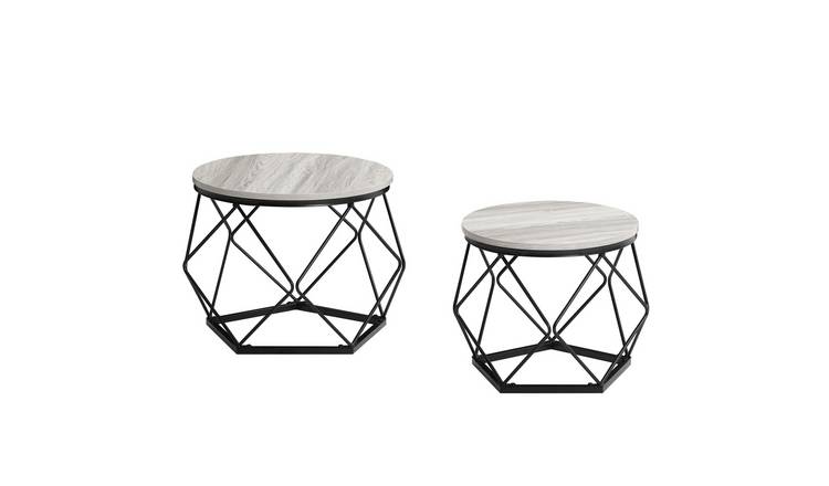 Vida Designs Brooklyn Nest of 2 Geometric Tables - Grey