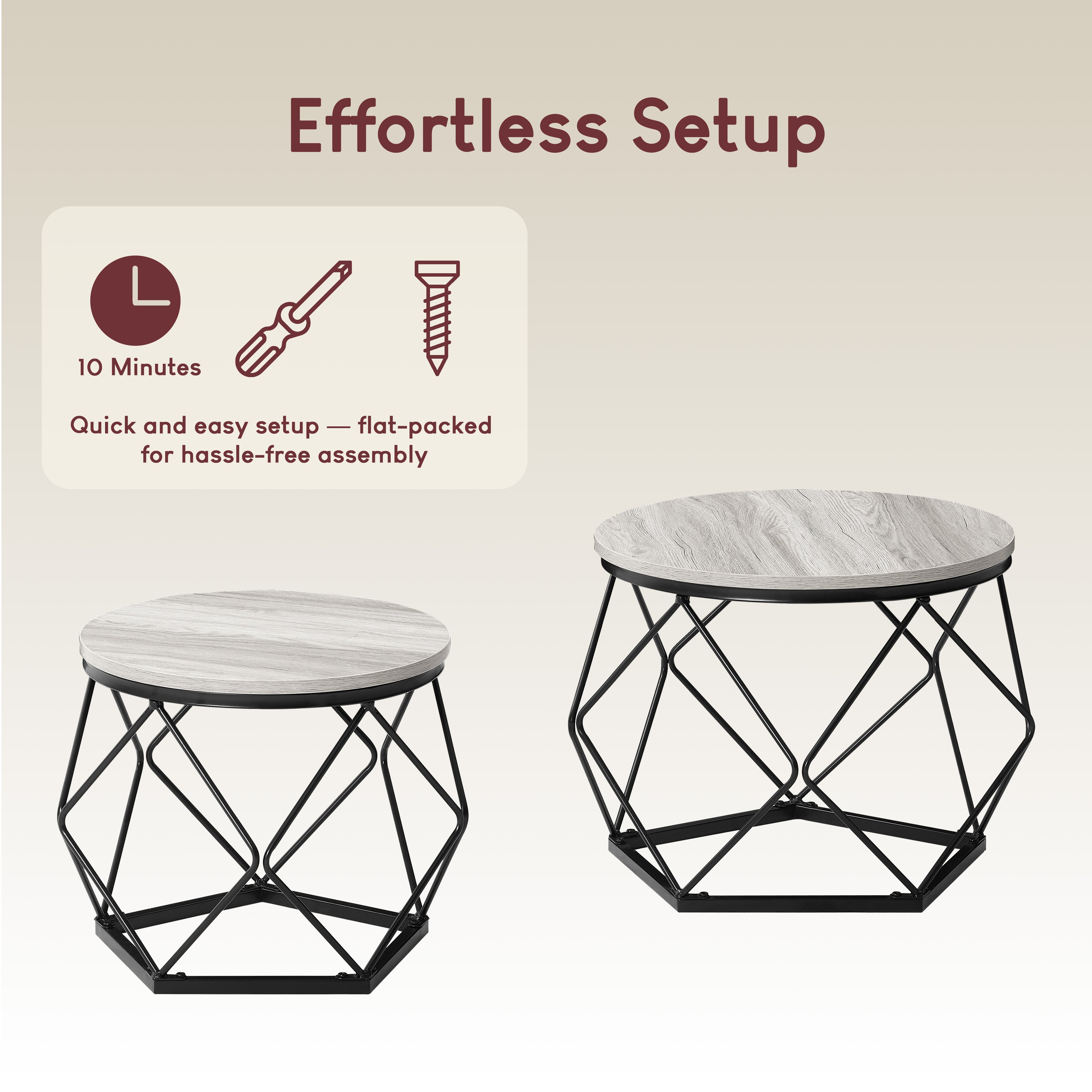 Vida Designs Brooklyn Nest of 2 Geometric Tables - Grey - Image 5