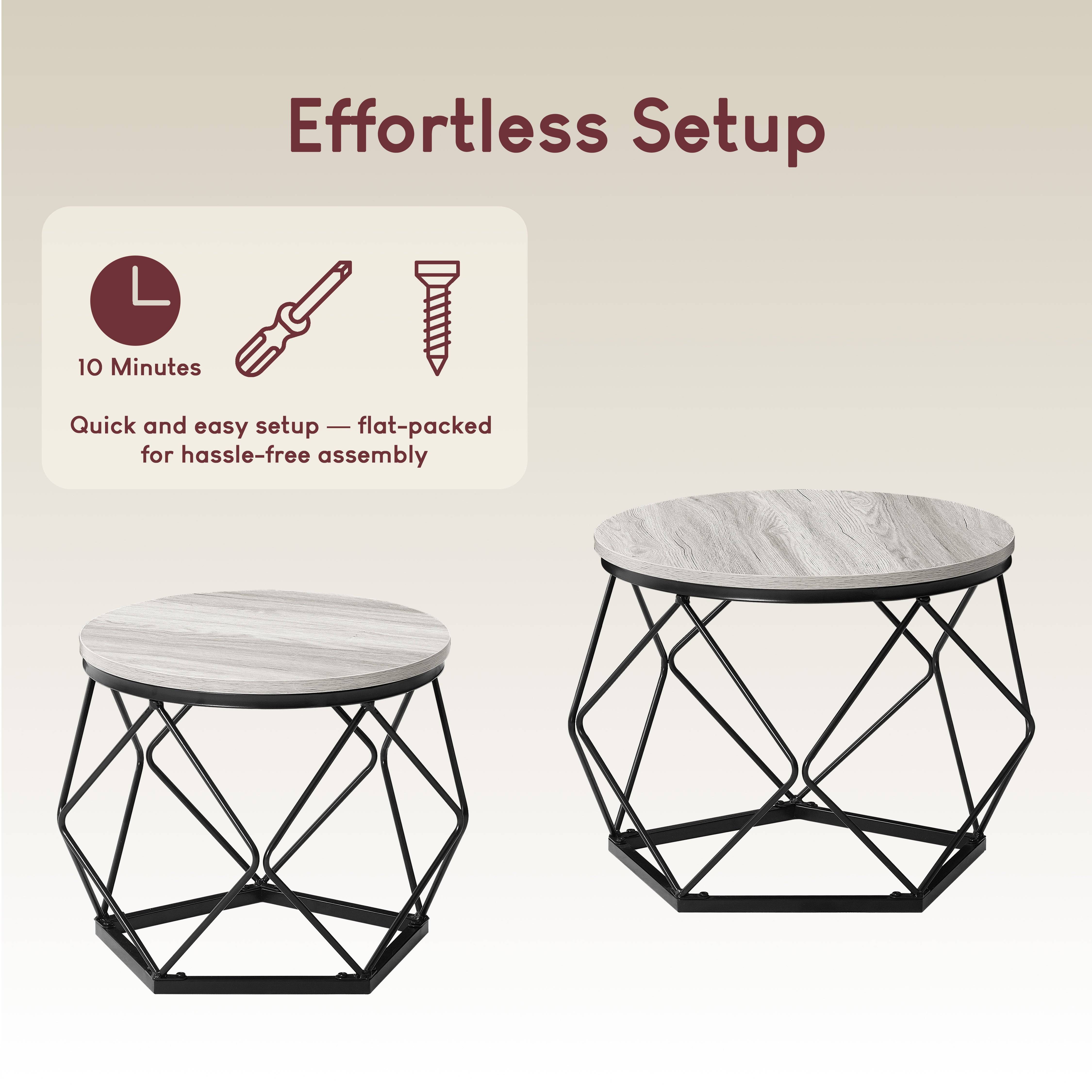 Vida Designs Brooklyn Nest of 2 Geometric Tables - Grey - Image 5