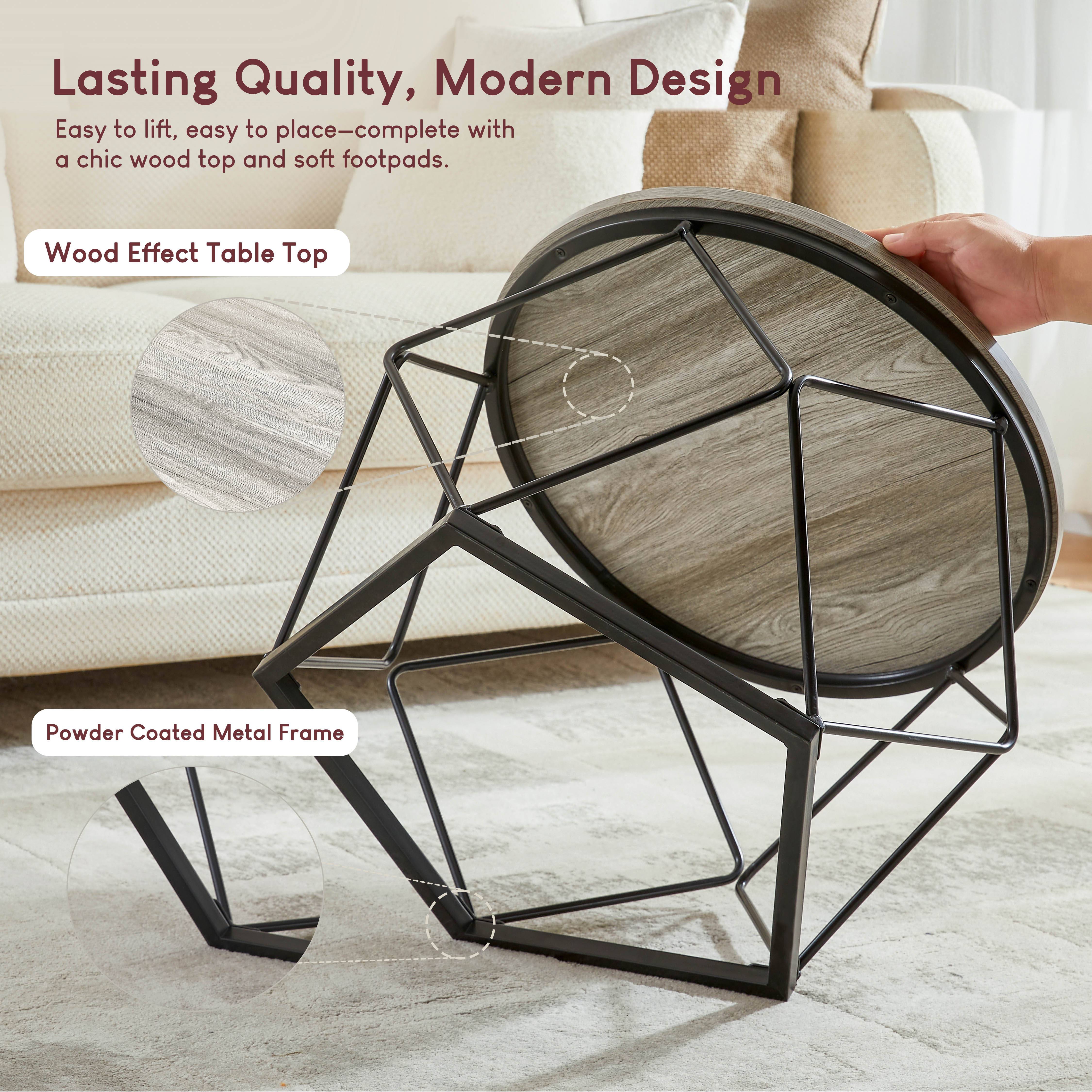 Vida Designs Brooklyn Nest of 2 Geometric Tables - Grey - Image 6