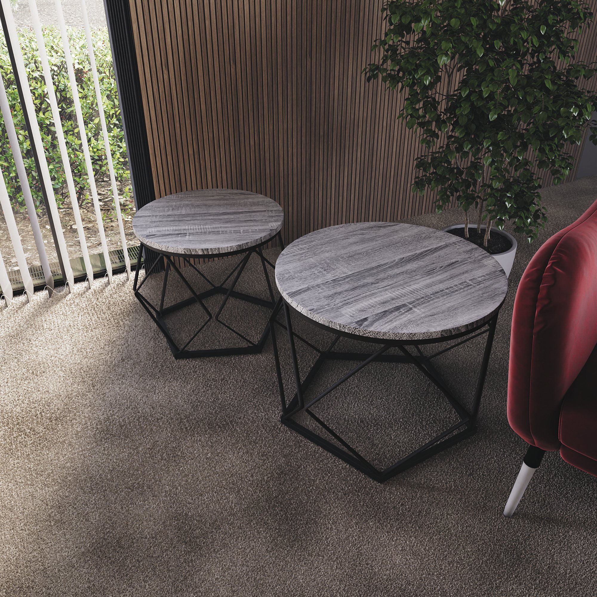 Vida Designs Brooklyn Nest of 2 Geometric Tables - Grey - Image 7