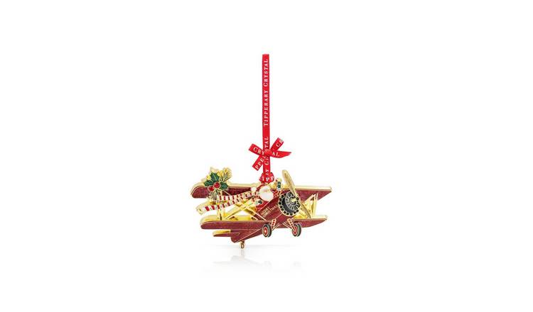 Tipperary Metal Sparkle Santa Bi-Plane Hanging Decoration