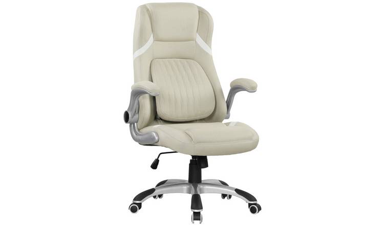 Vinsetto Linen-Look Fabric High Back Computer Desk Chair - Beige