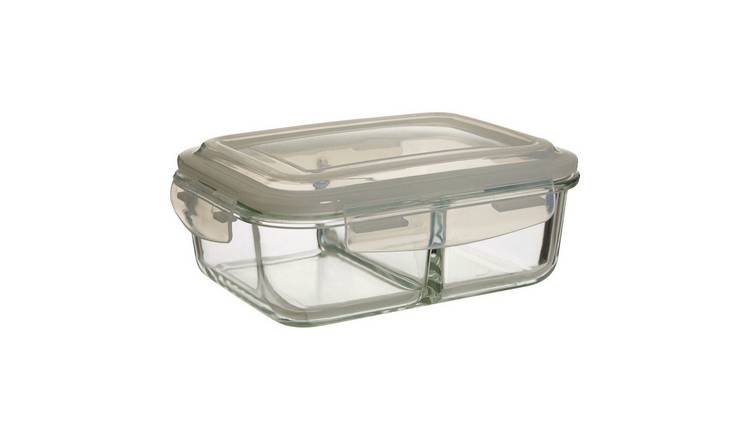 Orsina Freska 2 Section Rectangular Glass Container With Lid 1040 ml