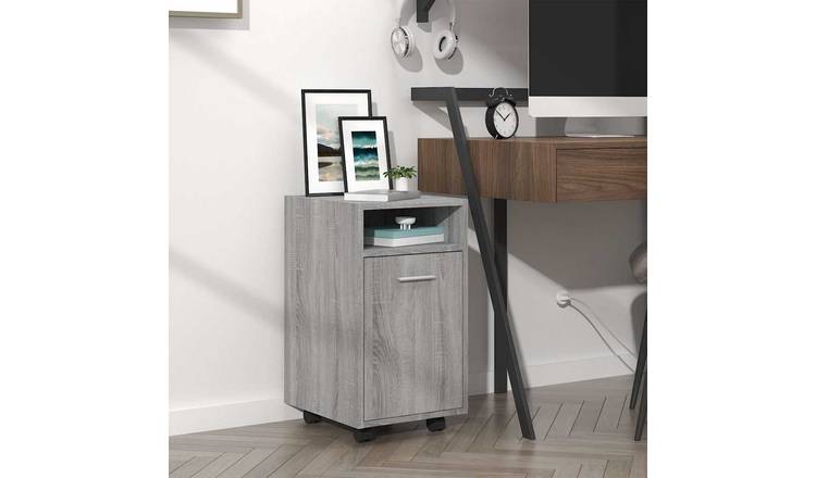 Walplus Engineered Wood Lockable Cabinet - Grey and Oak - 33 x 38 x 60 cm