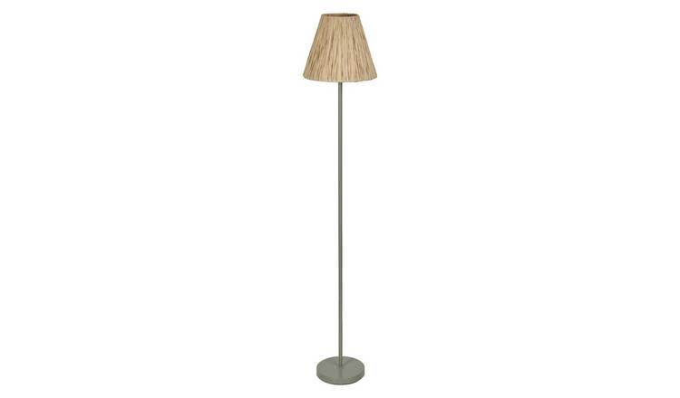 Osram Decor Raffia E27 Natural Boho Standing Tall Floor Lamp - Green