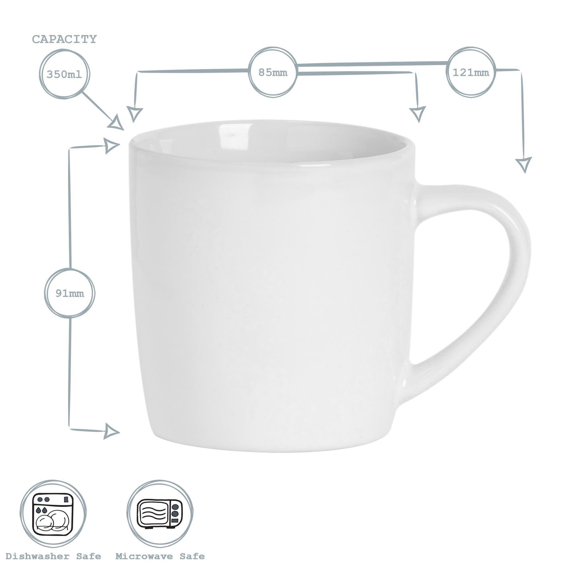 Argon Tableware Coloured 350ml Coffee Mugs Pack of 4 - White - Image 3