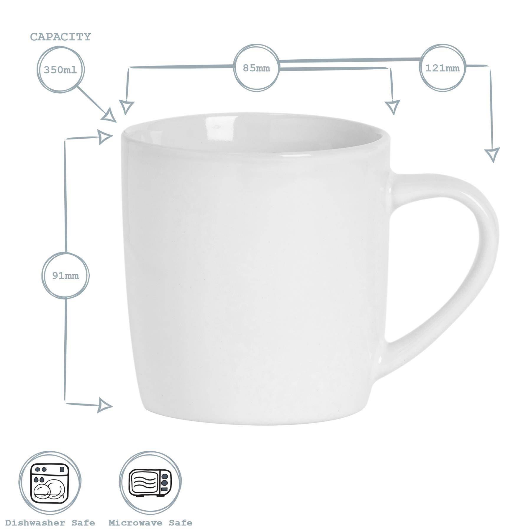 Argon Tableware Coloured 350ml Coffee Mugs Pack of 4 - White - Image 3
