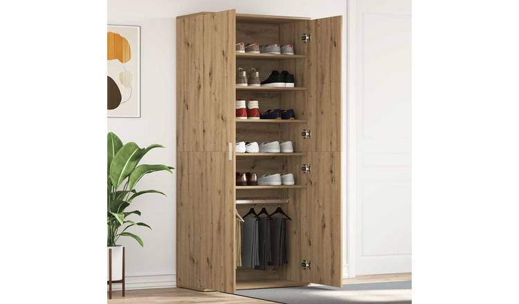 Walplus Engineered Wood Shoe Cabinet - Artisan Oak - 80 x 39 x 178 cm