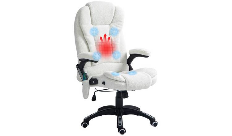 Vinsetto Boucle Fabric Executive Computer Desk Chair - White
