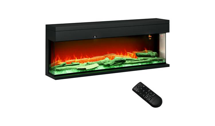 HOMCOM 7 LED Flame Effect 127cm Wall Mounted Electric Fireplace - Black