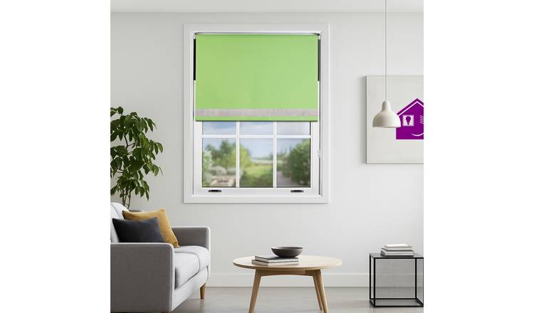 Furnished Lime Blackout Roller Blind Diamante Strip - 60 x 165cm