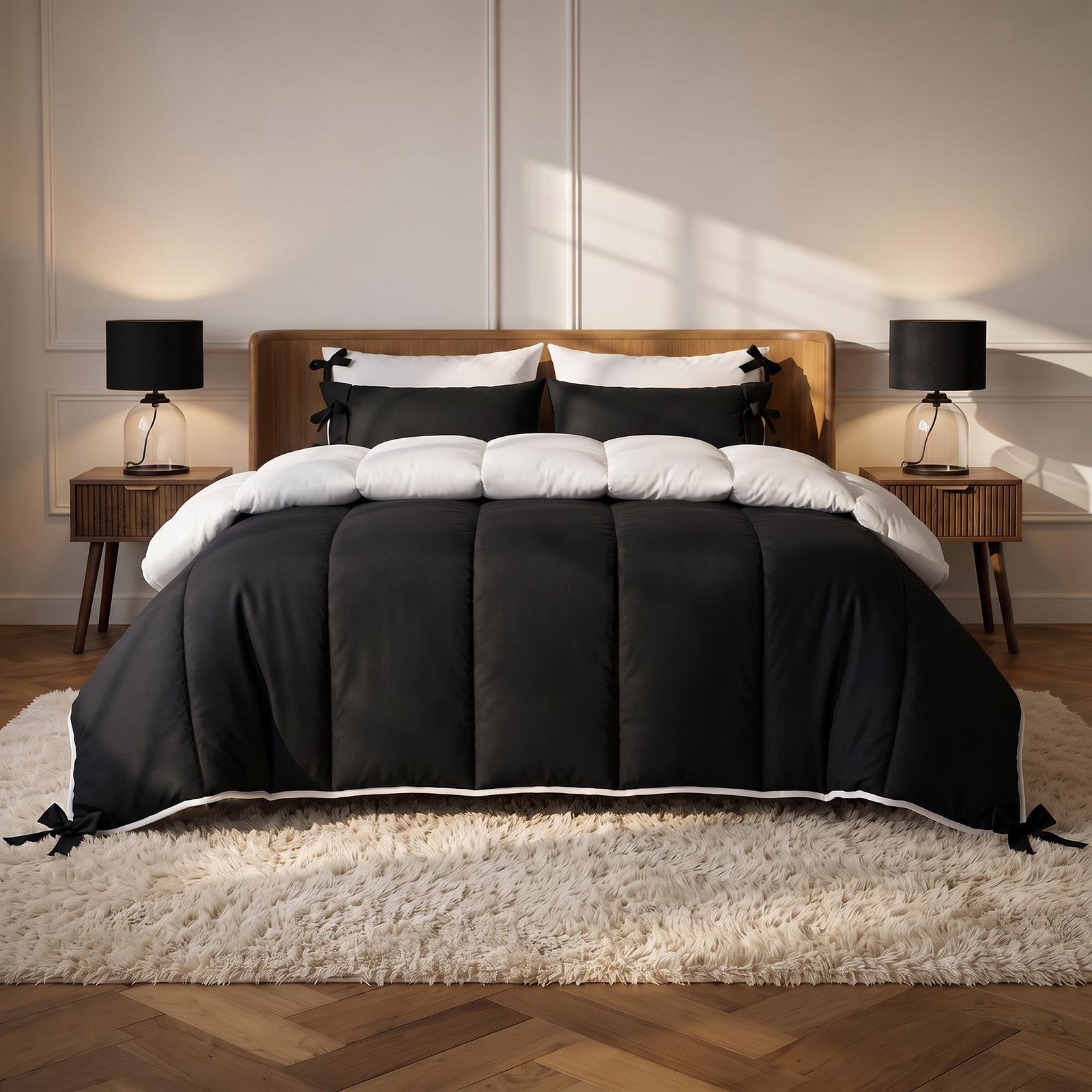 OHS Bow Corner Coverless 7.5 Tog Mono Duvet Set - Double - Image 1