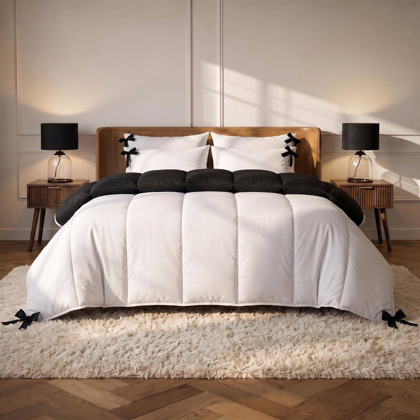OHS Bow Corner Coverless 7.5 Tog Mono Duvet Set - Double - Image 2