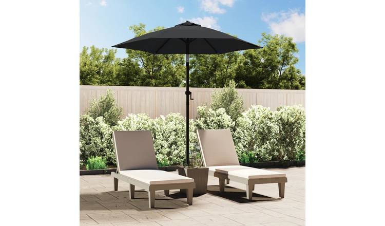 Walplus Polyester Garden Parasol - Anthracite and Dark Grey - 200 x 224 cm