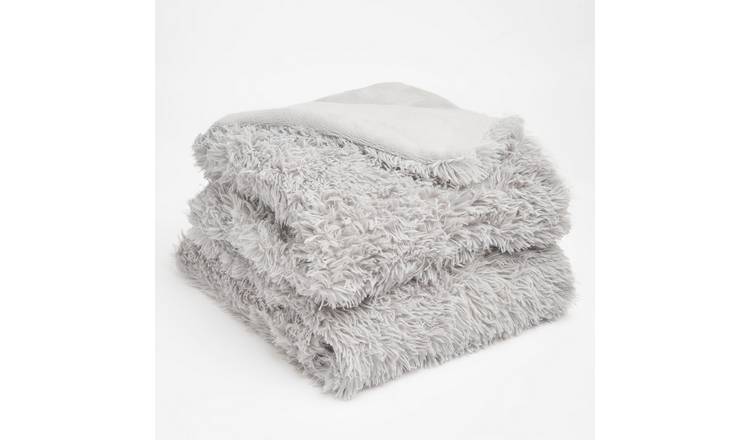 OHS Fluffy Blanket Throw 150 x 200cm - Silver