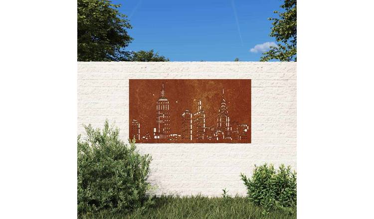 Walplus Garden Wall Decoration Corten Skyline Design - Rusty - 105 x 55 x 0.7 cm