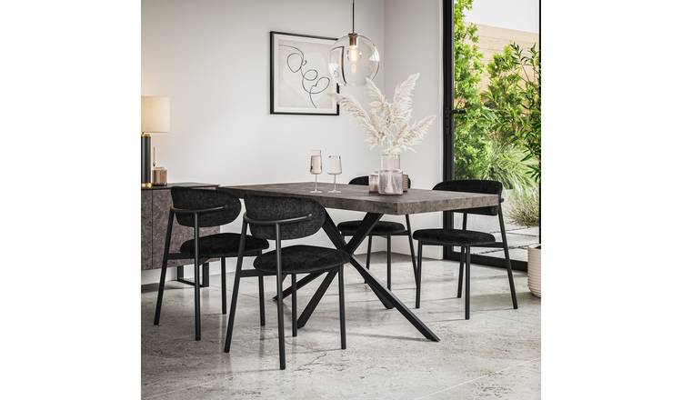 Furniture Online Donni Concrete Effect Dining Table & 4 Myla Black Chairs