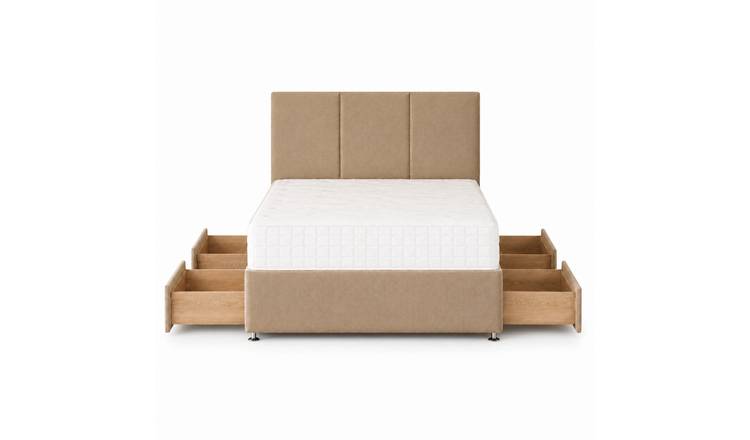 Comfy Deluxe 6ft Super King    4 Drawer Plush Velvet Divan Bed Set -  Beige
