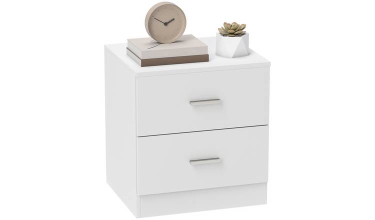 HOMCOM 2 Drawers Bedside Table with Storage - White