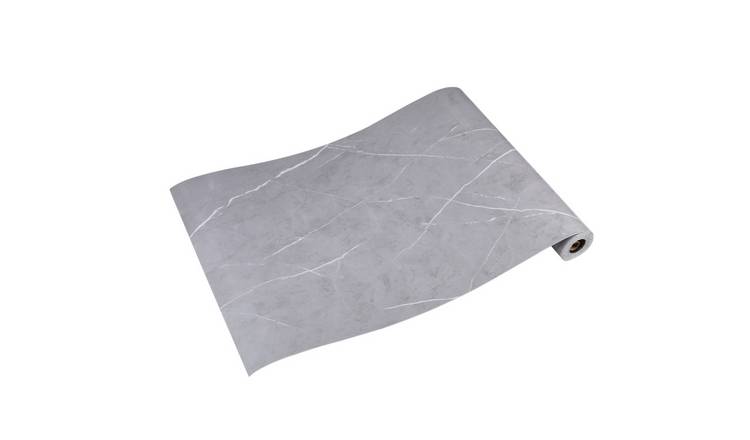 Living and Home Self-Adhesive Marble Effect Grey Wallpaper