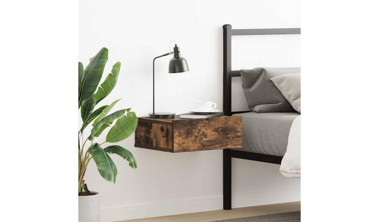 Walplus Engineered Wood Floating Nightstand - Dark Oak - 40 x 30 x 15 cm