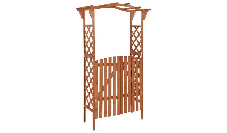 Walplus Wood Pergola with Gate Solid Firwood - 116 x 40 x 204 cm
