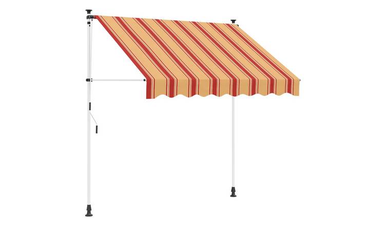 Walplus Manual Polyester Retractable Awning - Multicolour - 400 x 115 x 300 cm