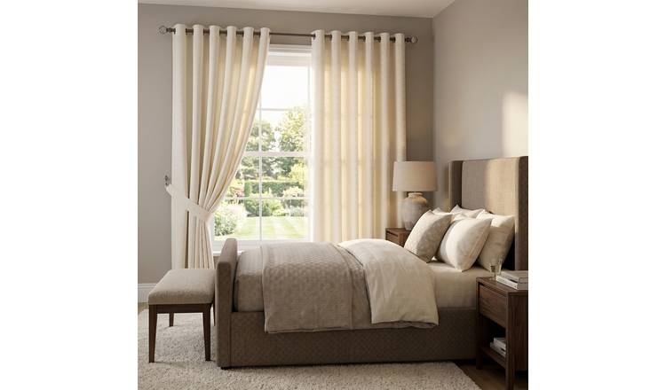 Luxury Living Adi Lined Pencil Pleat Curtains 117cm x 183cm - Cream