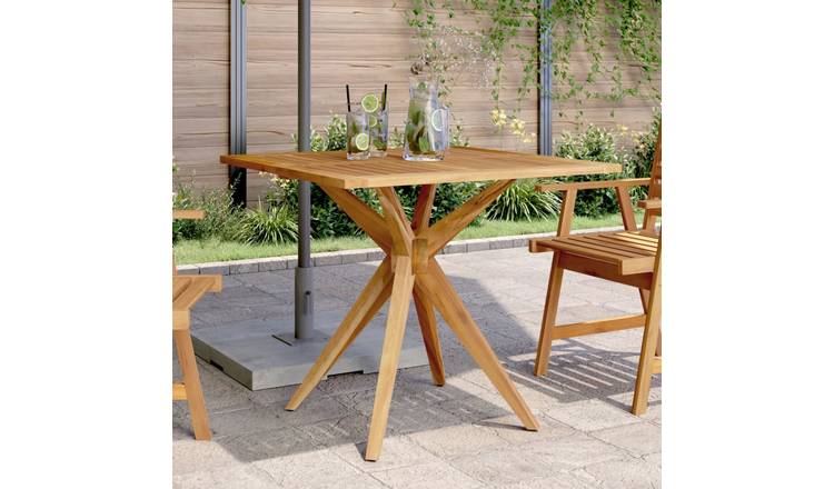 Walplus Solid Acacia Wood Garden Table Square - Brown - 85 x 85 x 75 cm