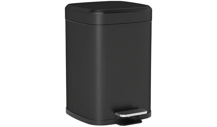 HOMCOM 12L Fingerprint Proof Pedal Bin with Removable Inner Bucket- Black