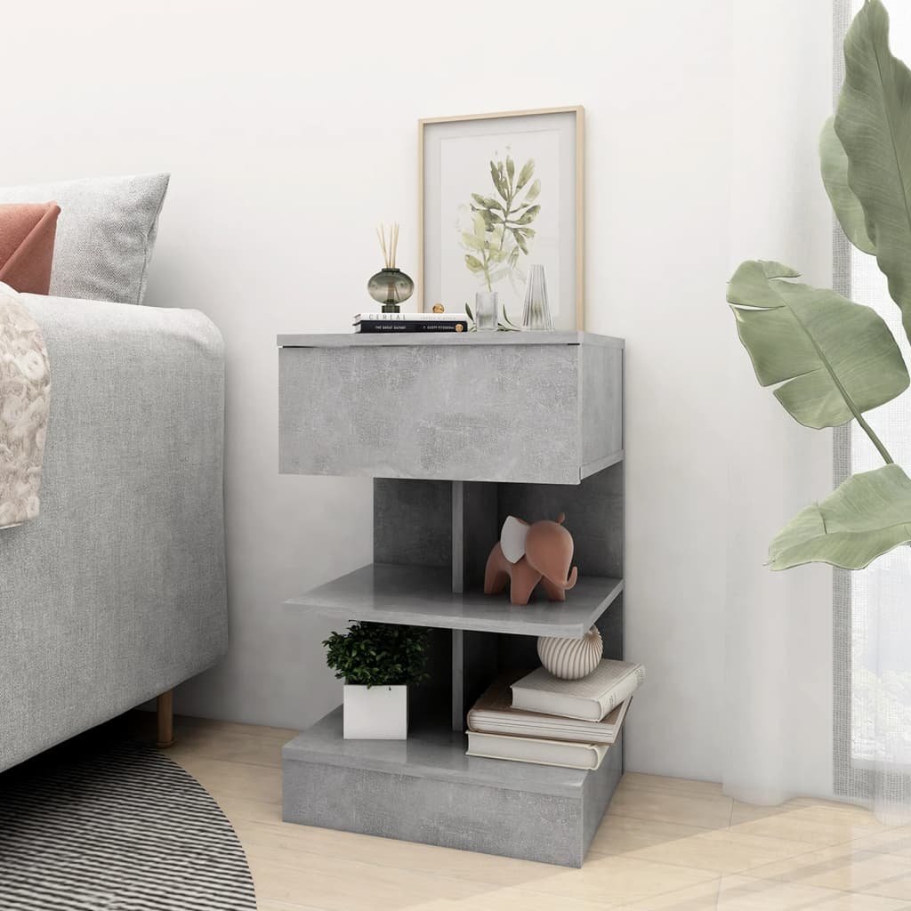 Walplus Engineered Wood Bedside Cabinet - Stone Grey - 40 x 35 x 65 cm - Image 3