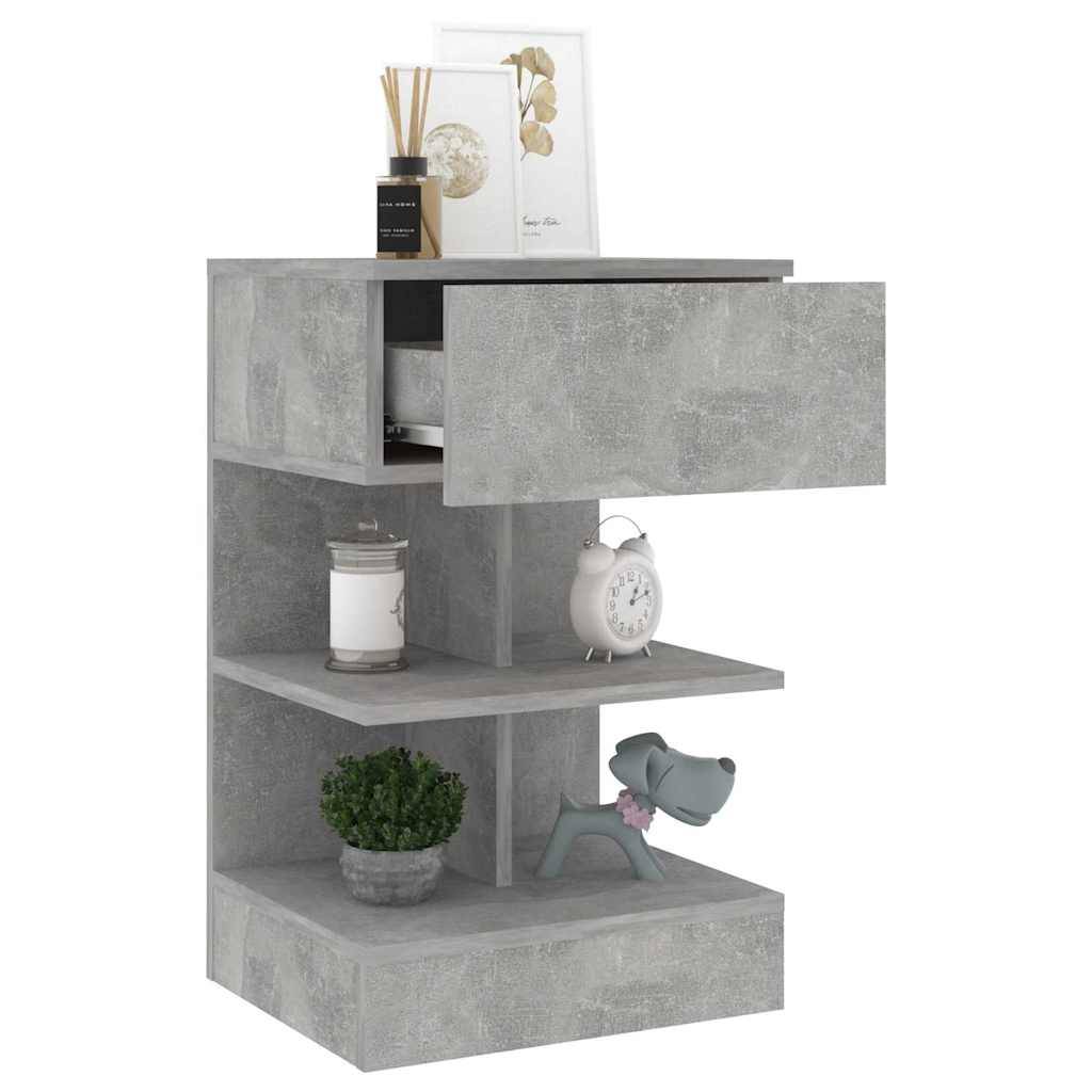 Walplus Engineered Wood Bedside Cabinet - Stone Grey - 40 x 35 x 65 cm - Image 6