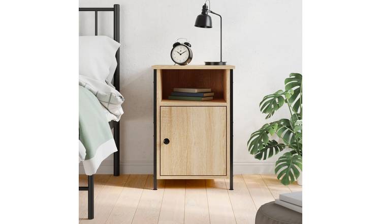 Walplus Engineered Wood Bedside Cabinet - Light Oak - 40 x 42 x 60 cm