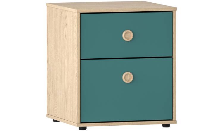 Junior Vida Neptune 2 Drawer Bedside Table - Blue & Oak
