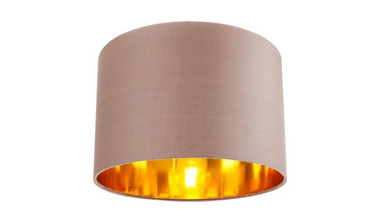 Happy Homewares Taupe Cotton with Shiny Copper Inner Lampshade - 30cm